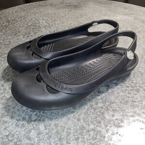 CROCS Womens Kadee Sz 8 Rubber Flats Black Slip On Slingback Comfort